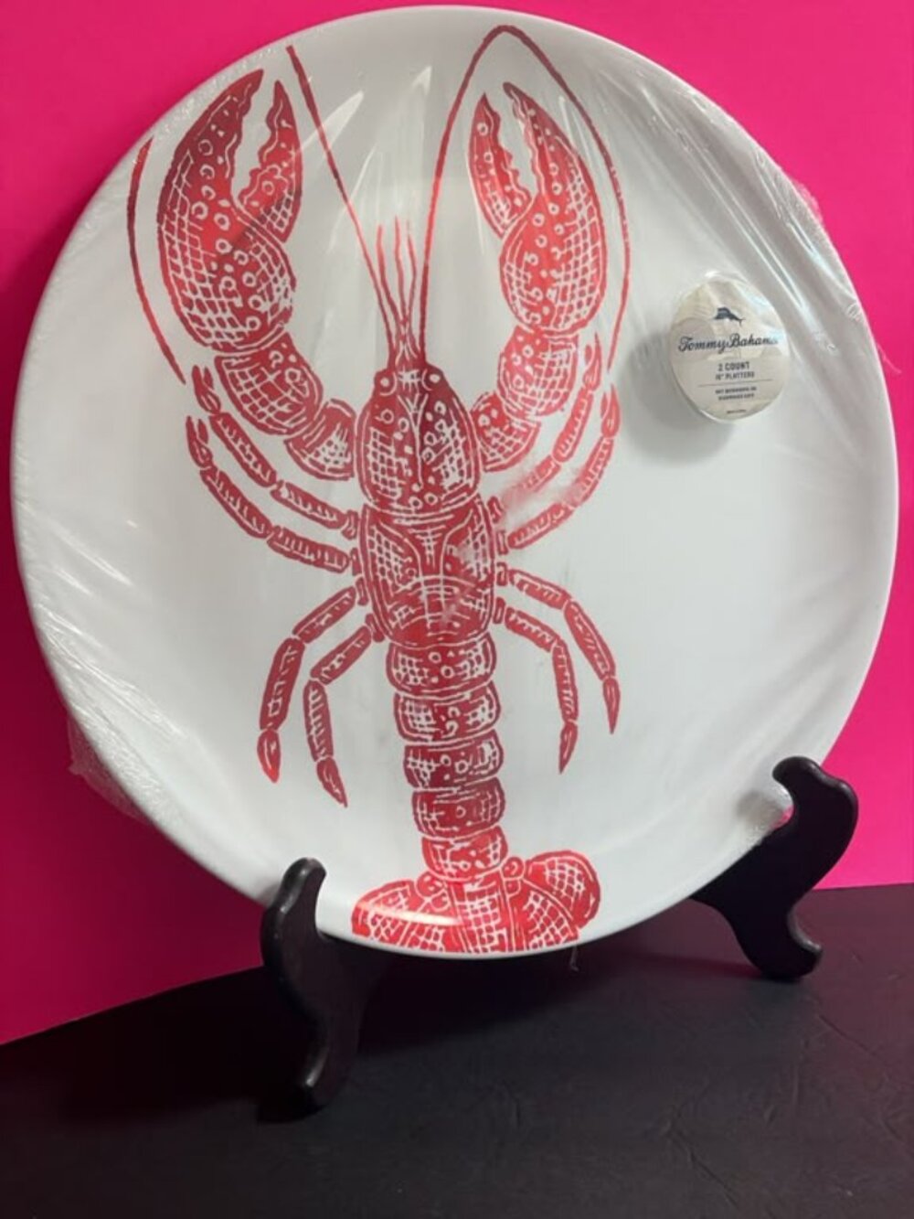 Tommy Bahama Melamine Lobster Pattern 16" Large Serve Tray Platters Set of 2